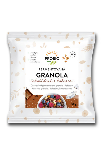 PROBIO Müsli chrumkavé - granola fermentovaná čokoládová s kokosom BIO 50 g