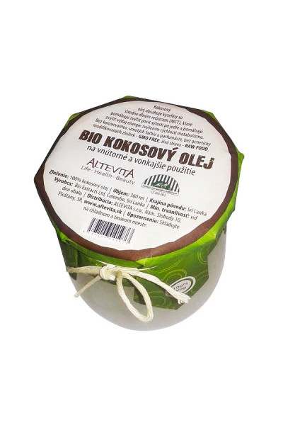 Altevita BIO RAW kokosový olej 360ml