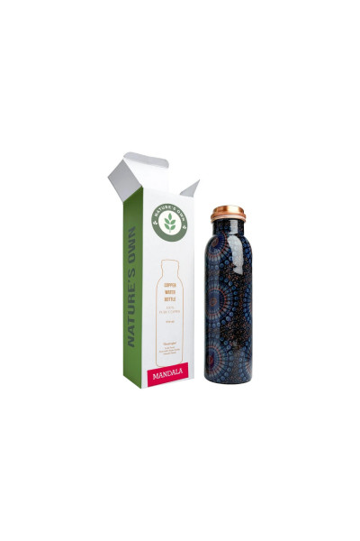 Nature's Own Medená fľaša na vodu vzor Mandala, 950 ml