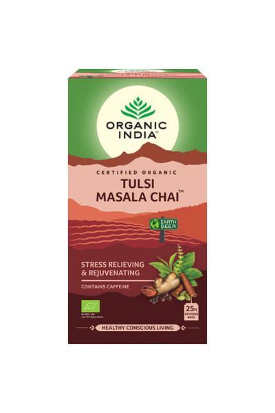 Organic India Tulsi Masala Chai, porciovaný čaj, 25 vreciek