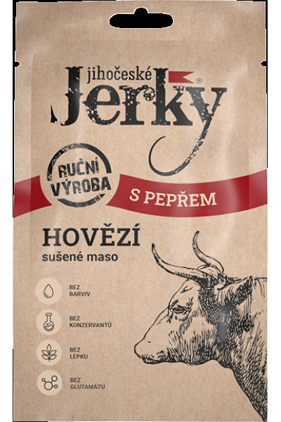 Jihočeské Jerky hovädzie sušené mäso s peprom 20g