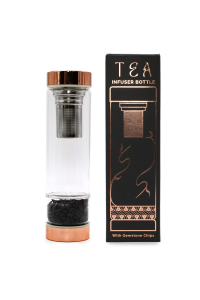 AWM Fľaška na Čaj z Krištáľového Skla - Rose Gold - Ónyx 1ks