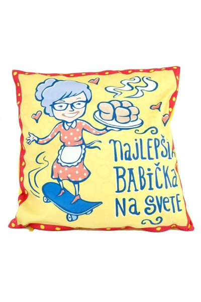 GIFTY CITY Povlak na polštář 40x40 cm, mikroplyš, Najlepšia babička 1ks