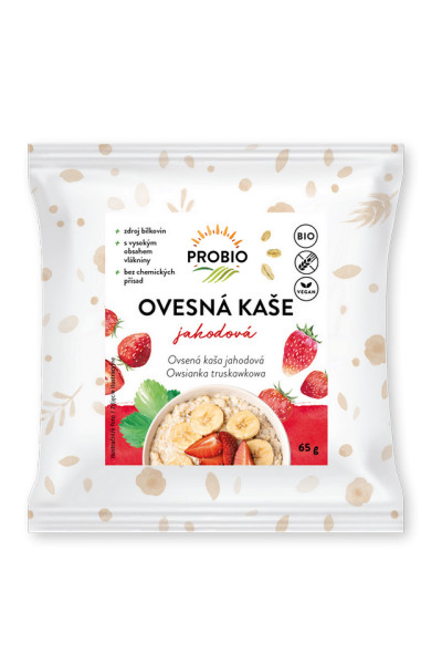 PROBIO Kaša ovsená jahodová bezlepková jednoporciová BIO 65 g