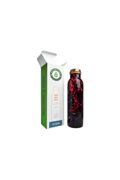 Nature's Own Medená fľaša na vodu vzor Kvetinový ver.2, 950 ml