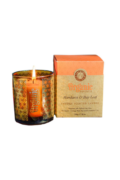 ARÔME Organická vykurovacia sviečka 200g v skle so zlatou fóliou, Mandarin & Bay Leaf 1ks