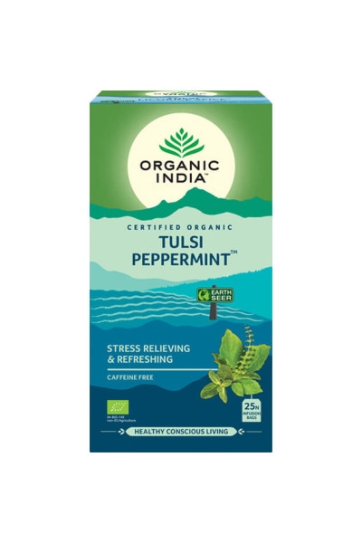 Organic India Tulsi s mätou, porciovaný čaj, 25 vreciek