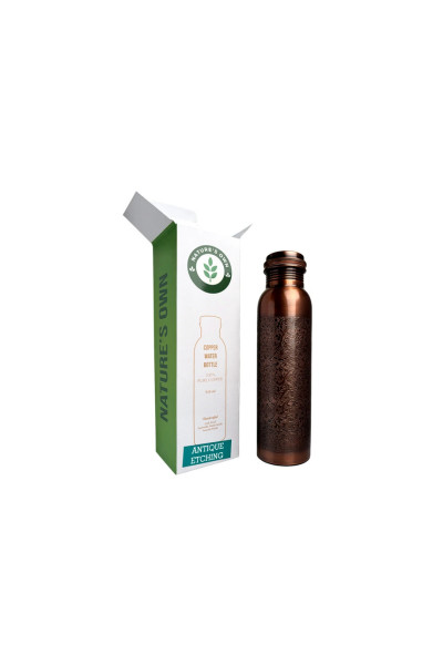 Nature's Own Medená fľaša na vodu vzor Starožitné gravírovanie, 950 ml