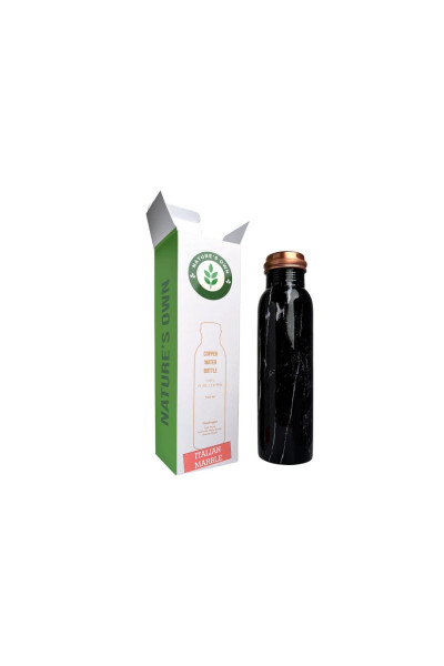 Nature's Own Medená fľaša na vodu vzor Čierny mramor, 950 ml