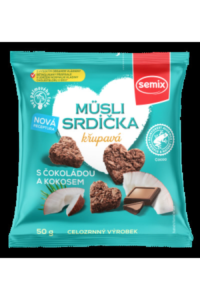 Semix Müsli srdiečka s čokoládou a kokosom 50 g