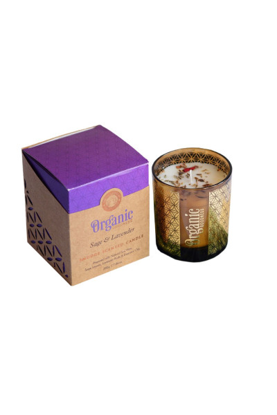 ARÔME Organická vykurovacia sviečka 200g v skle so zlatou fóliou, Sage & Lavender 1ks