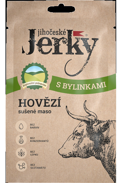 Jihočeské Jerky hovädzie sušené mäso s bylinkami 20g