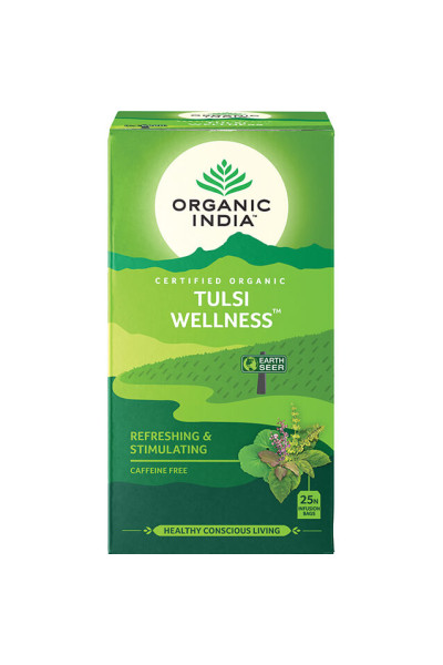 Organic India Tulsi Wellness, porciovaný čaj, 25 vreciek