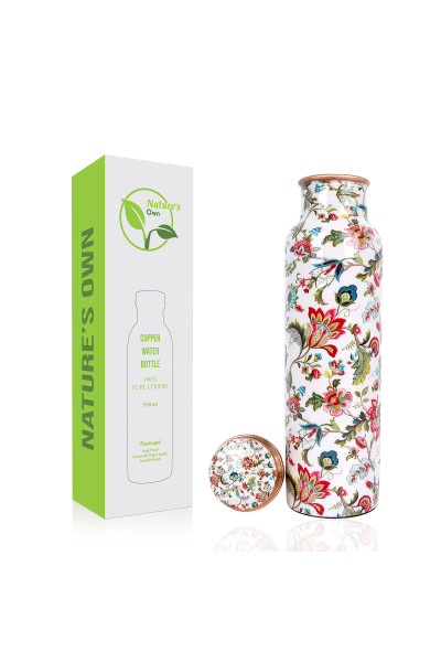 Nature's Own Medená fľaša na vodu vzor Kvetinový ver.1, 950 ml