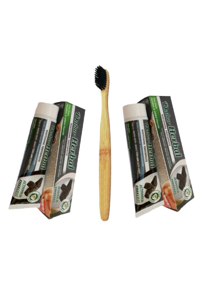 2x Dabur bieliaca zubná pasta s aktívnym uhlím 100ml + kefka zadarmo