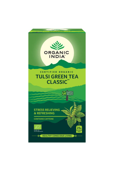 Organic India Tulsi so zeleným čajom, porciovaný čaj, 25 vreciek