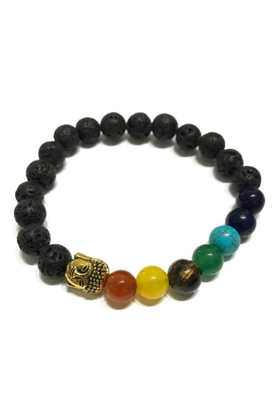 AWM Náramok z Lávového Kameňa - Čakra/Buddha  1ks
