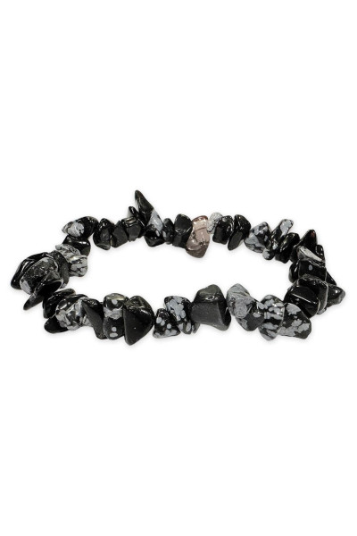 Obsidiánový náramok so snehovými vločkami 19cm 1ks